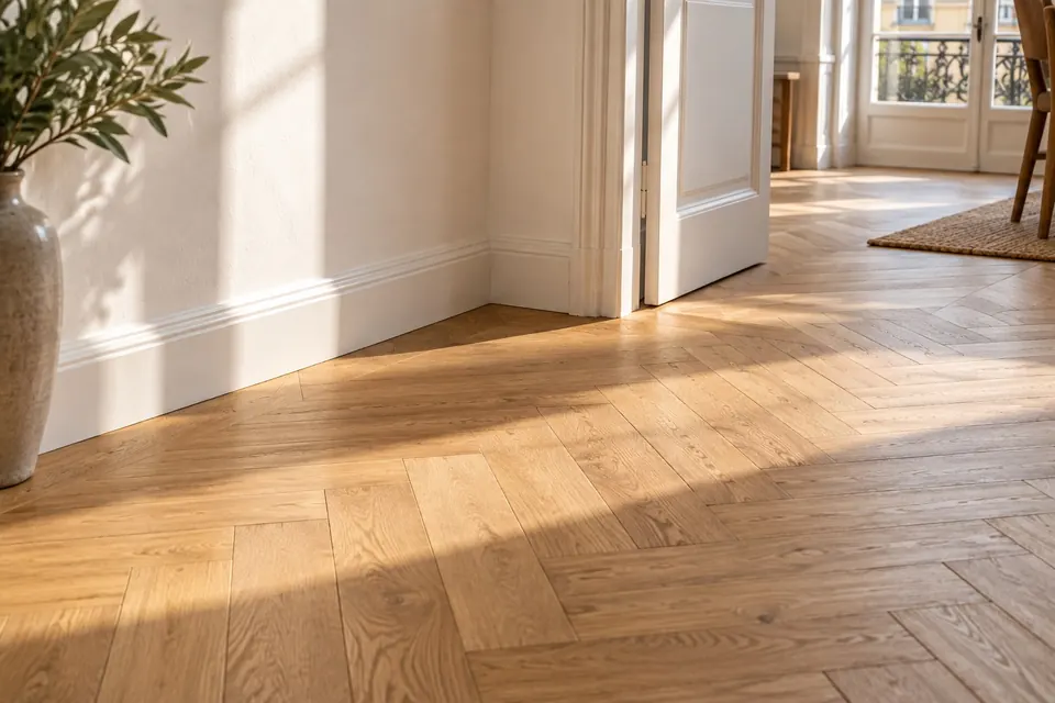 Parquet en chêne posé à bâtons rompus
